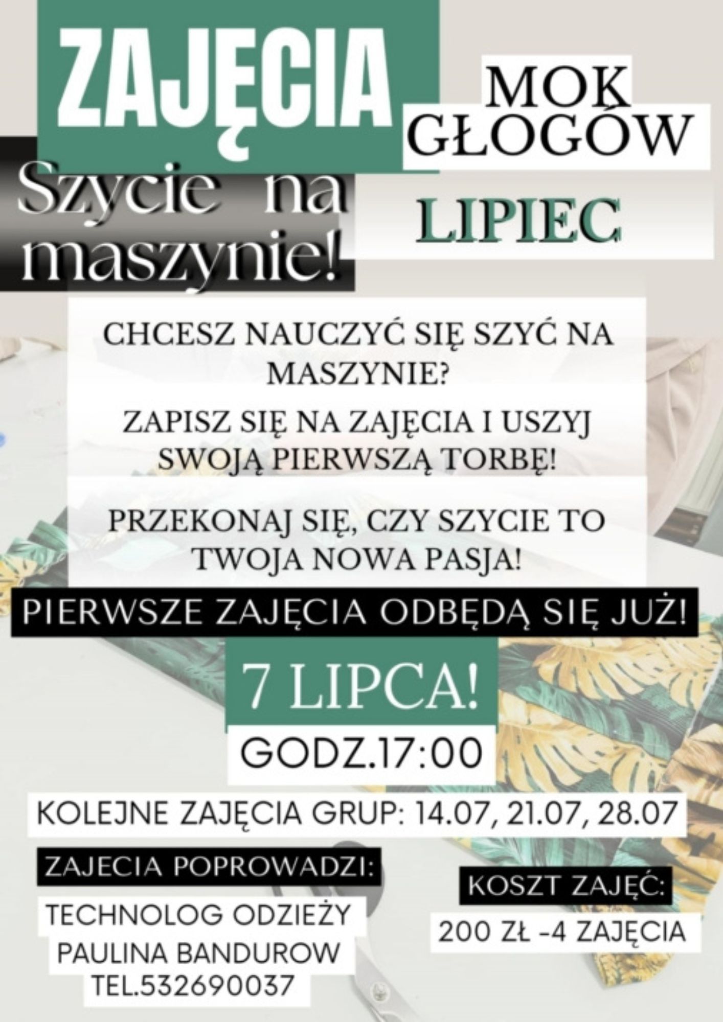 Grafika do artykułu: Szycie na maszynie - lipiec 2025