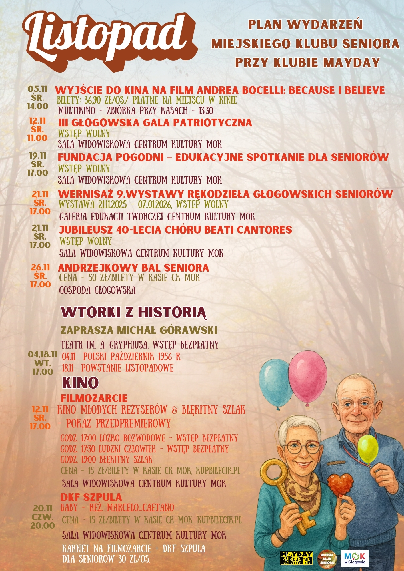 Grafika do artykułu: Listopad w Miejskim Klubie Seniora przy Klubie Mayday