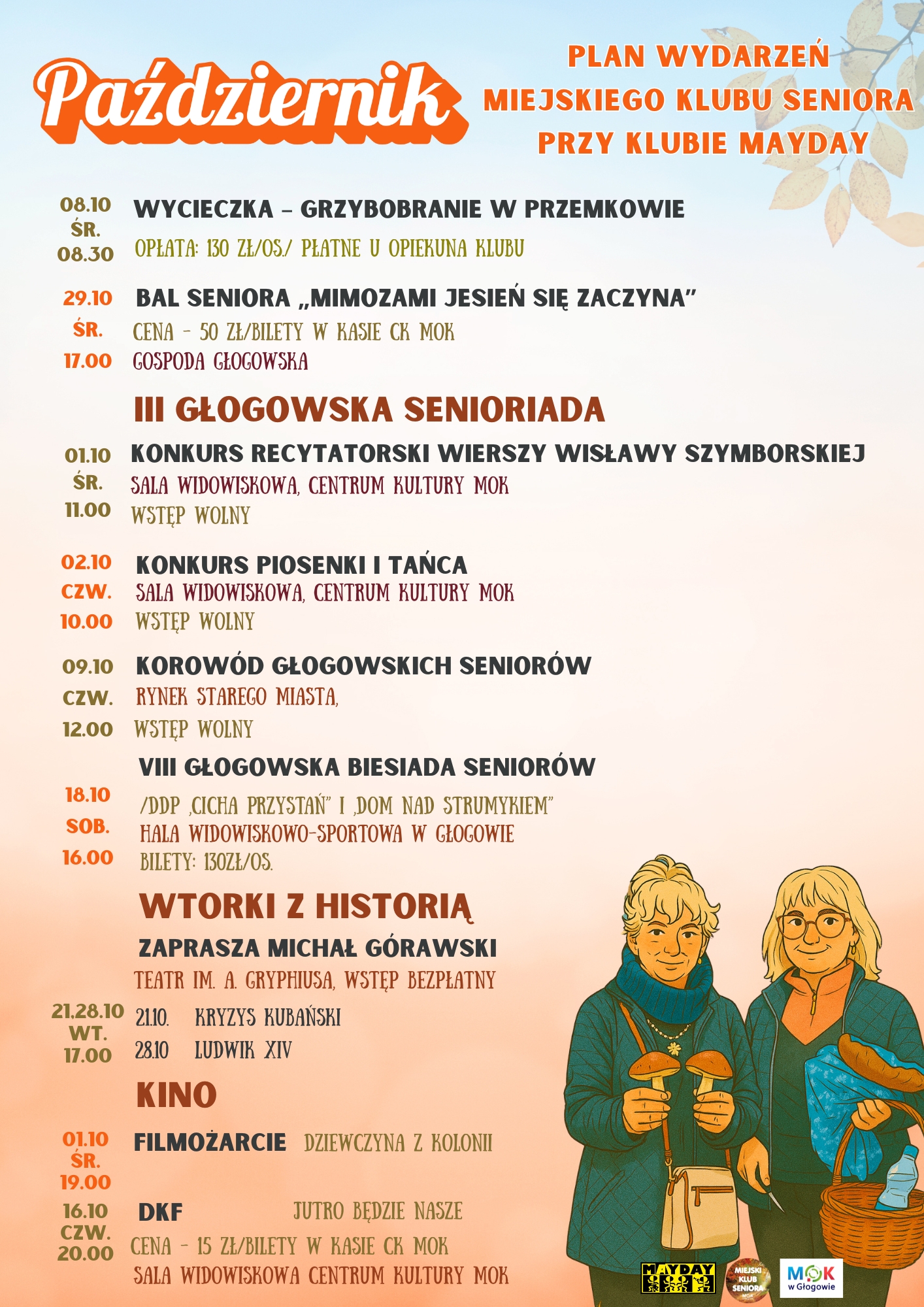 Grafika do artykułu: PAŹDZIERNIK w Miejskim Klubie Seniora Przy Klubie Mayday