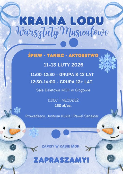 Grafika do artykułu: KRAINA LODU – WARSZTATY MUSICALOWE