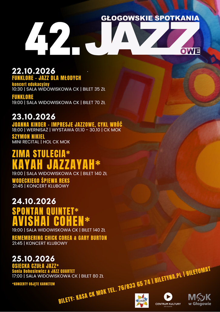 Plakat: 42. GŁOGOWSKIE SPOTKANIA JAZZOWE 