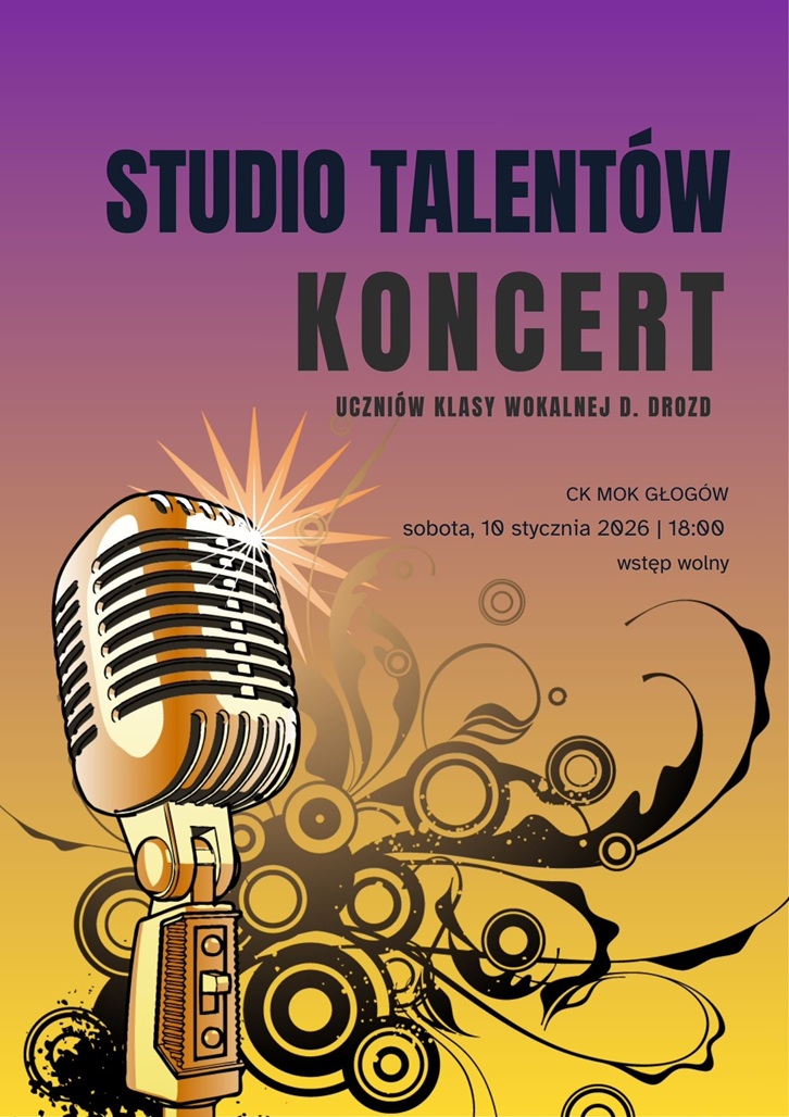 Plakat: POPIS KONCERTOWY Studia Talentów MOK Głogów 